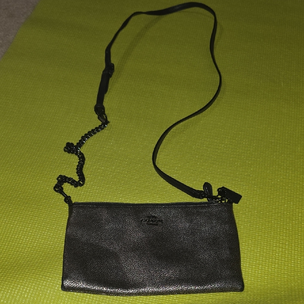Coach Leather Crossbody Gunmetal With Black Details And Hardware